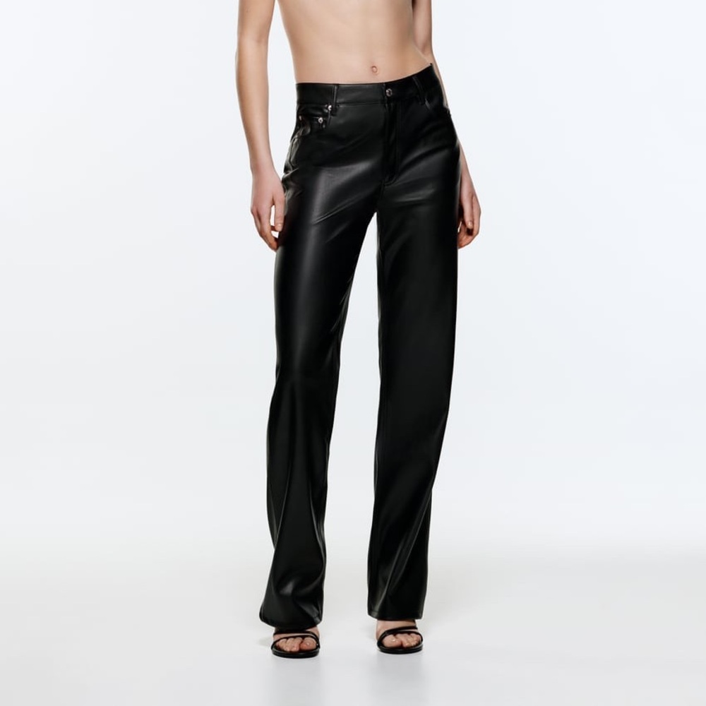 Zara black leather pants size 2 never worn